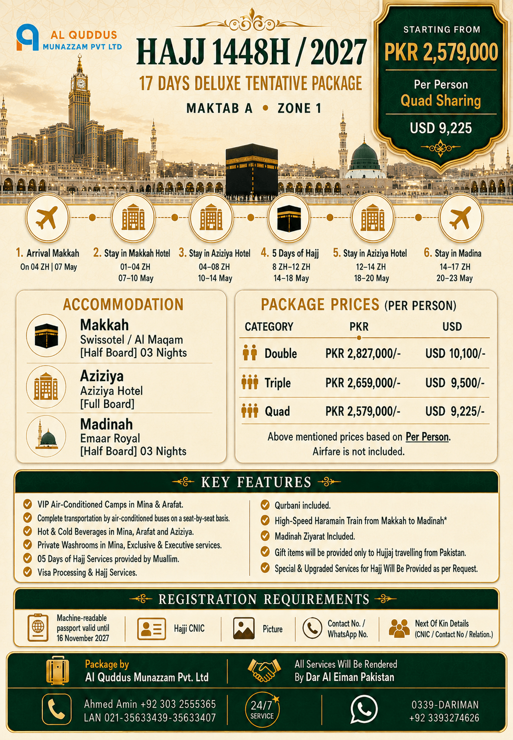 17 Days Deluxe Hajj Package 2027